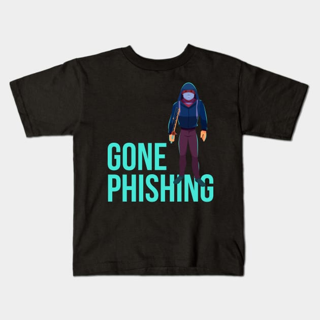 Phishing Pole Hacking Hacker Data Collection Humor Kids T-Shirt by Mellowdellow